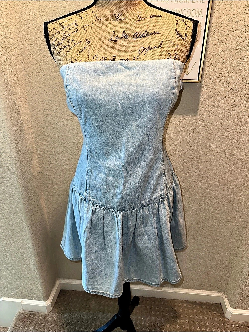 Zara TRF Strapless Denim Mini Dress Blue Medium NWT